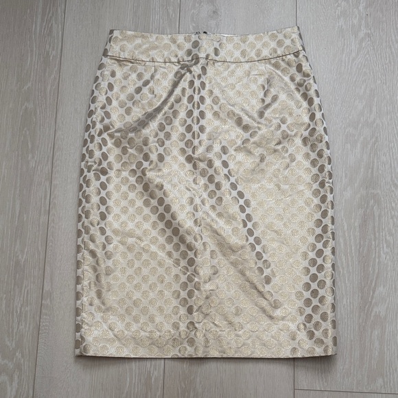 J. Crew Dresses & Skirts - J. Crew Silk Gold Polka Dot Pencil Skirt